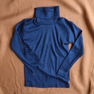Child's Turtleneck in Organic Merino/Silk - Marine (1-12y)