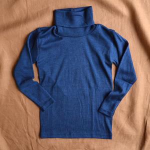 Child's Turtleneck in Organic Merino/Silk - Marine (1-12y)